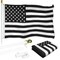 G128 Combo Pack: Flag Pole 6 FT White Tangle Free & USA America Black and White Flag 3x5 FT Brass Grommets Printed Polyester (Flag Included) Aluminum Flag Pole